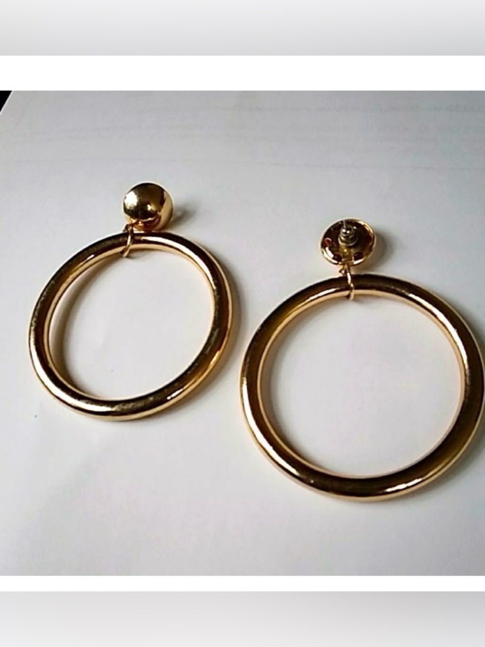 Classic Gold Hoop Drop Earrings — Polished Circular Studs